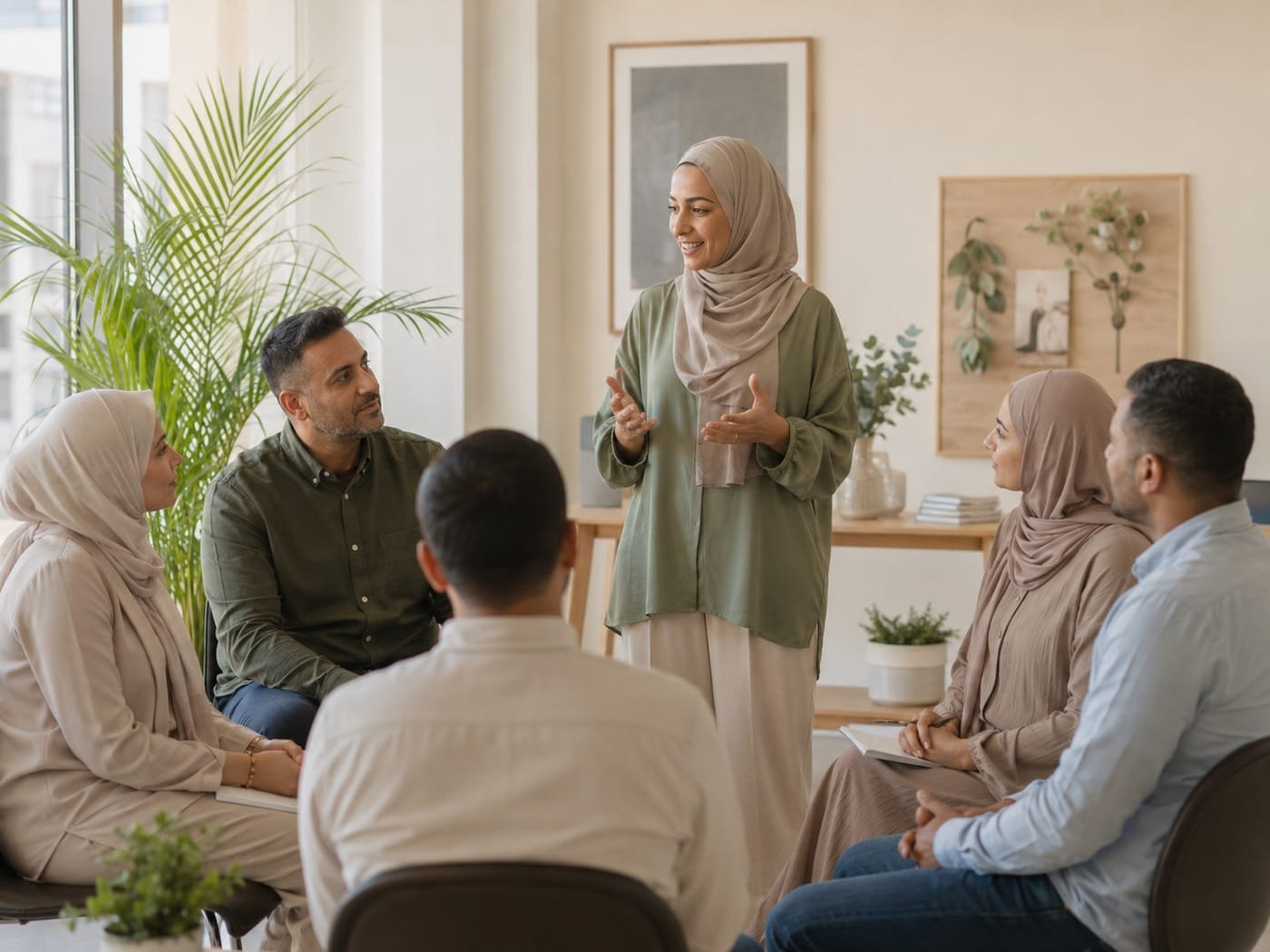 مساحة مكتبية هادئة للتواصل والاستشارة